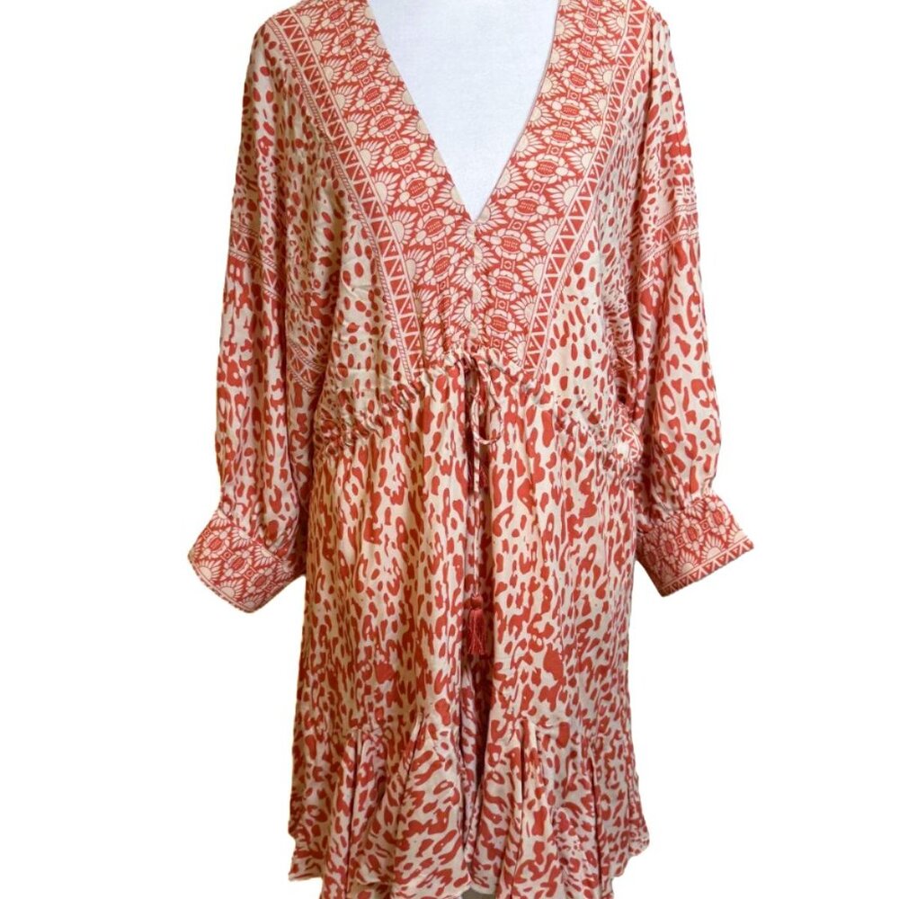 AaKaa Dolman V Neck Tie Back Mini Dress size S NWT